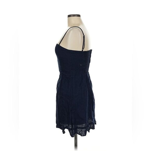 Reformation Kiernan Mini Ruffle Linen Navy Dress 8 - Picture 4 of 10